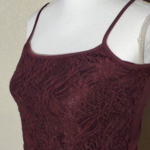 4/$20 Ann Taylor Factory Burgundy Lace Tank Top